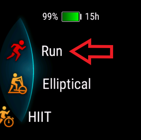 Красная стрелка указывает на профиль «Бег».