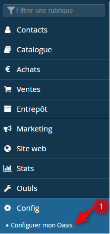 Menu OASIS — Config → Configurer mon Oasis