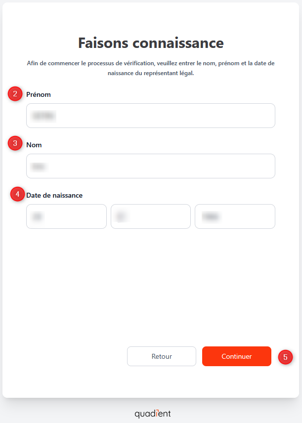Formulaire identité du représentant légal