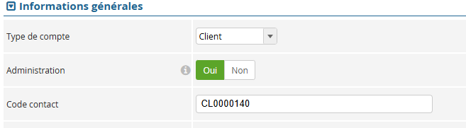 Fiche contact — Champ Administration