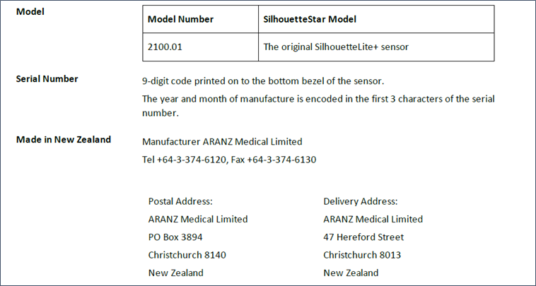 Silhouettelite Sensor Serial Number And Model Support