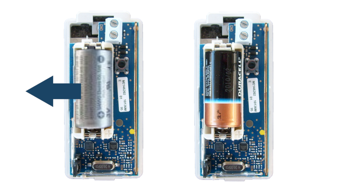Replacing old battery with a new CR123A lithium battery in Honeywell 5816 sensor