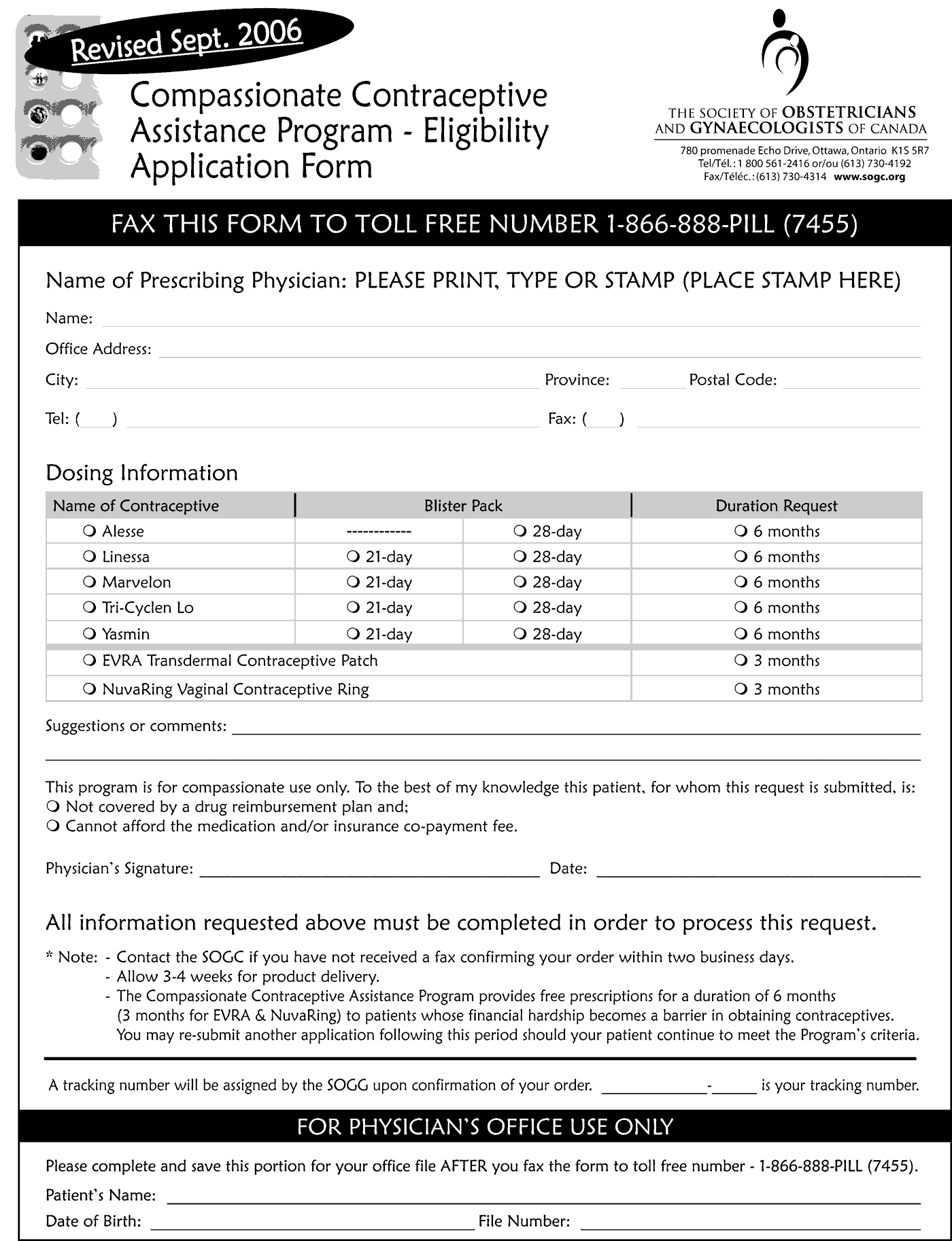 compassionate contraceptive assistance program eligibility application