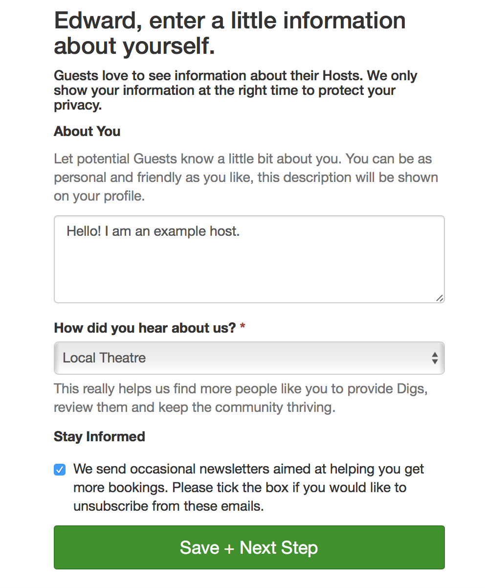 How to register as a Host. Theatre Digs Booker Support