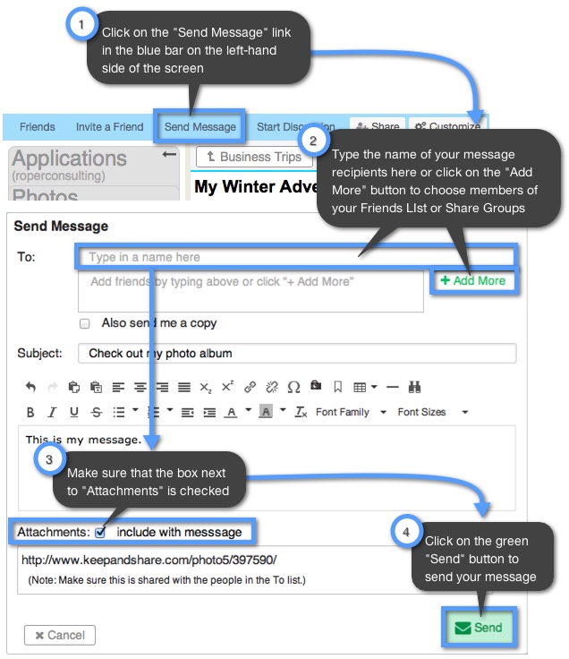 How do I email a link of my Photo Album to someone? Keep&Share