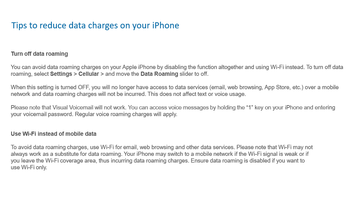 Tips to reduce data charges on your iPhone Canadian Wireless Help Desk