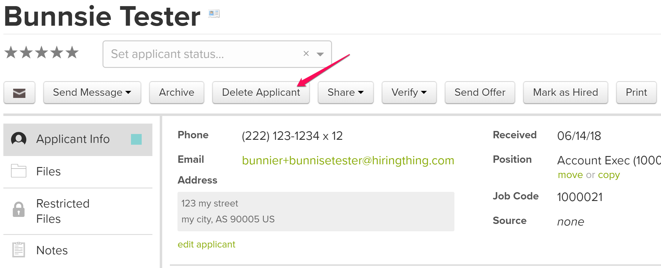 Delete an Applicant EPAY Hire Support