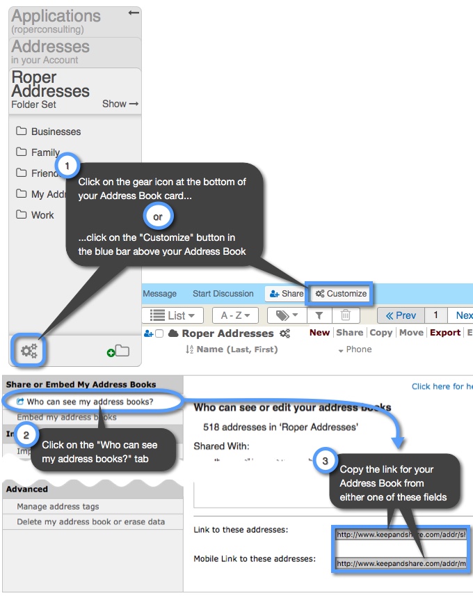 How do I create a link to an Address Book? Keep&Share Support