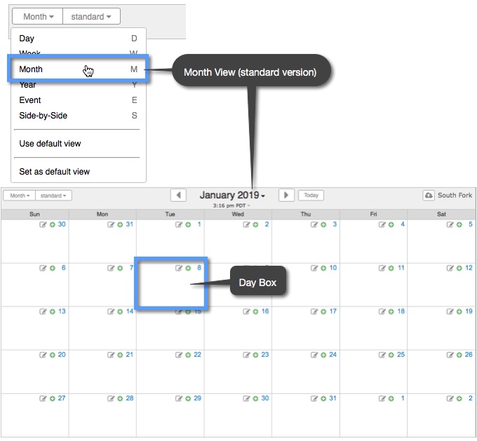 What types of views are available in my Calendar? Keep&Share Support