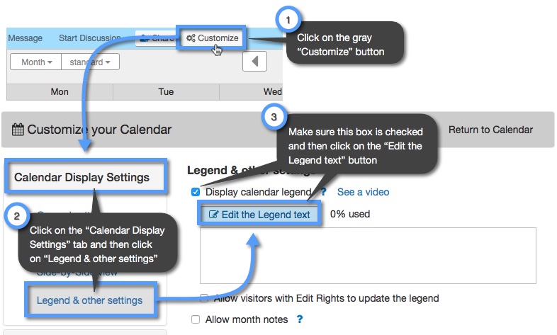 Calendar Legend legend Items Calendar Legend legend Items
