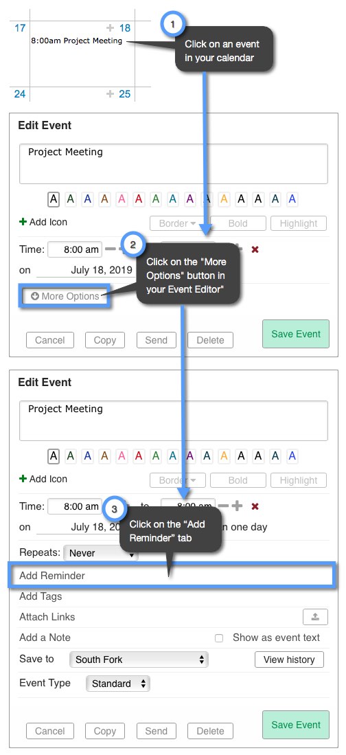 How can I set a reminder for my Event for myself? Keep&Share Support