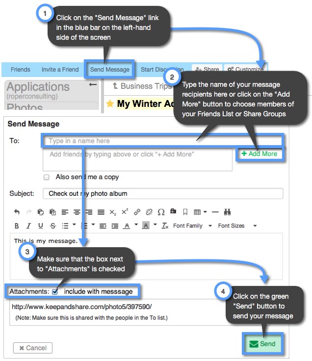 How do I email a link of my Photo Album to someone? Keep&Share