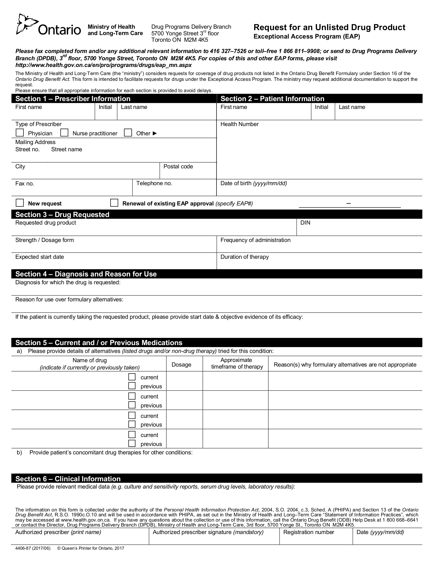 Ontario Ministry of Health Unlisted Drug Request Juno EMR Support