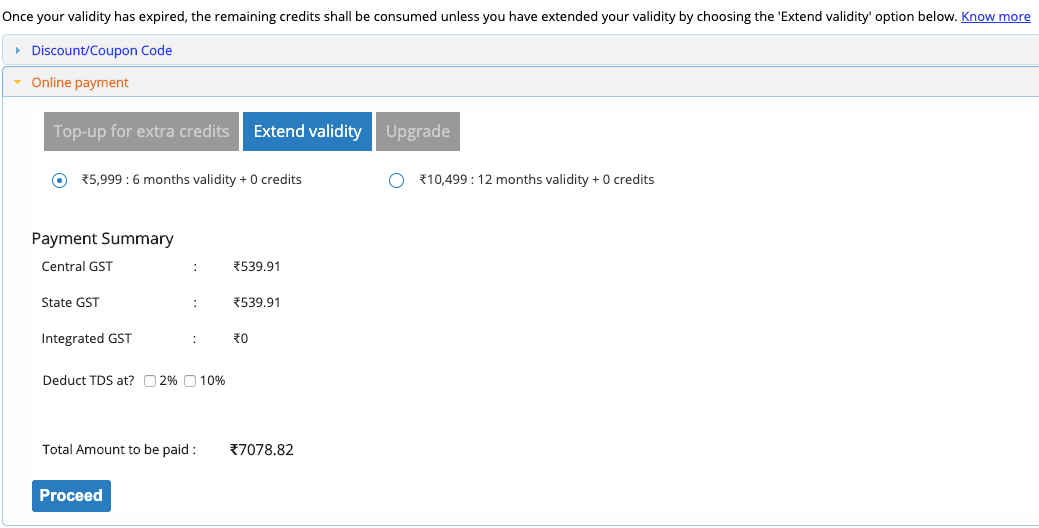 Validity Extension Exotel Support Center