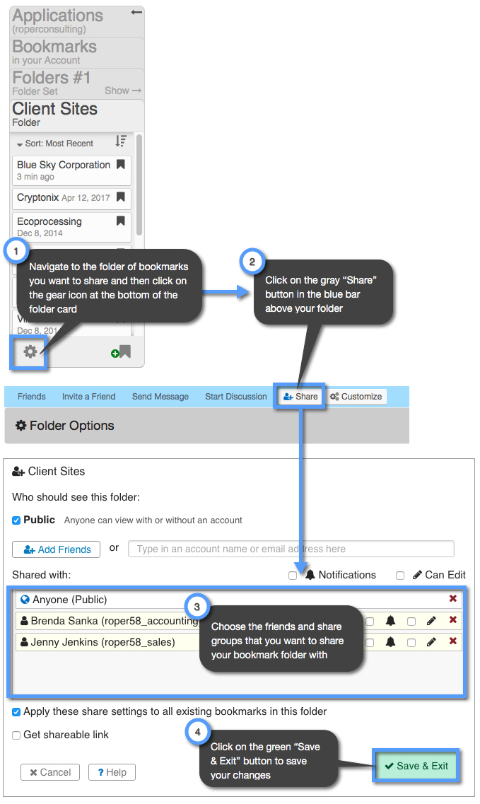 Can I share multiple Bookmarks all at once, in bulk? Keep&Share