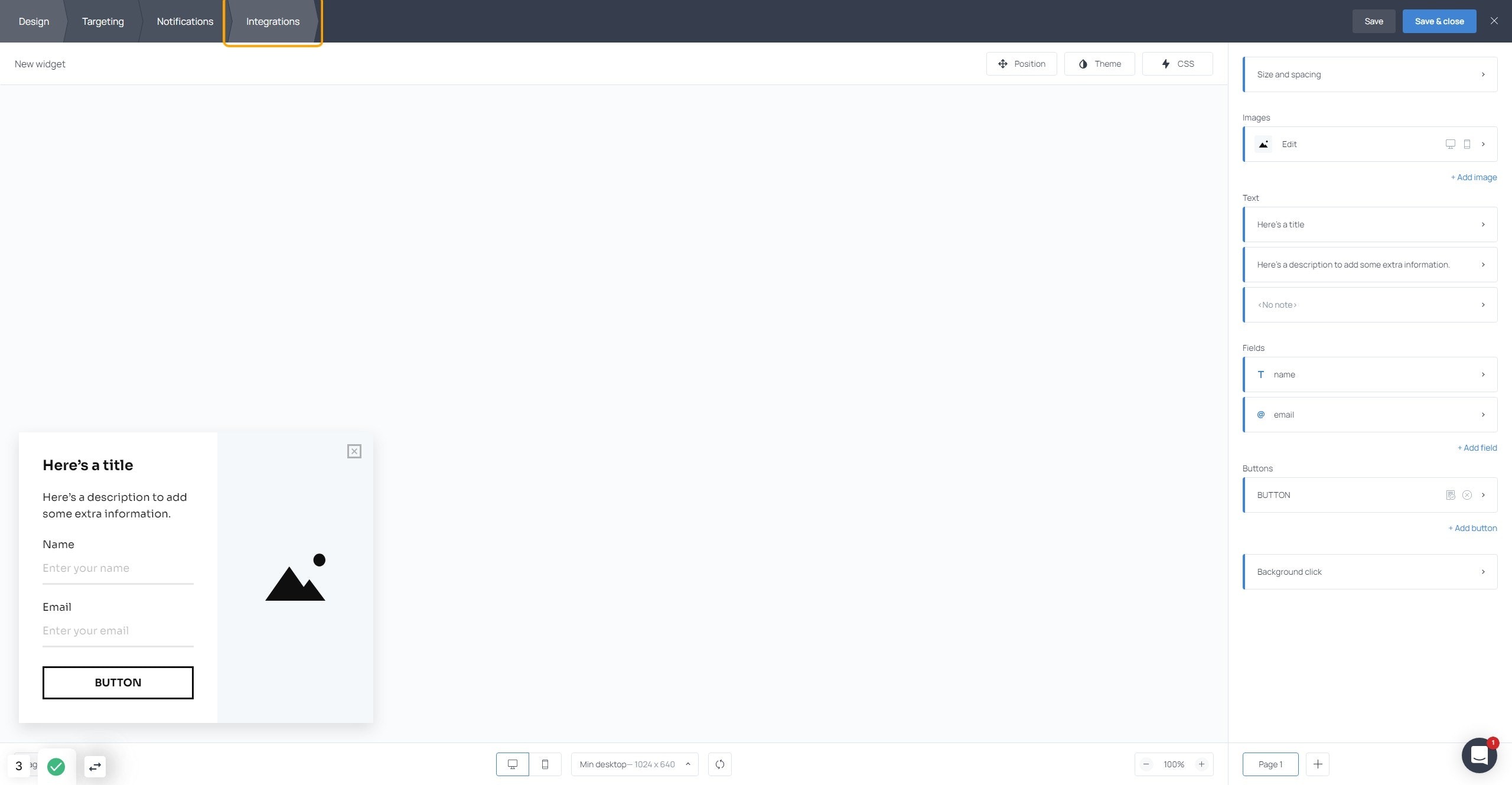 Click on Integrations