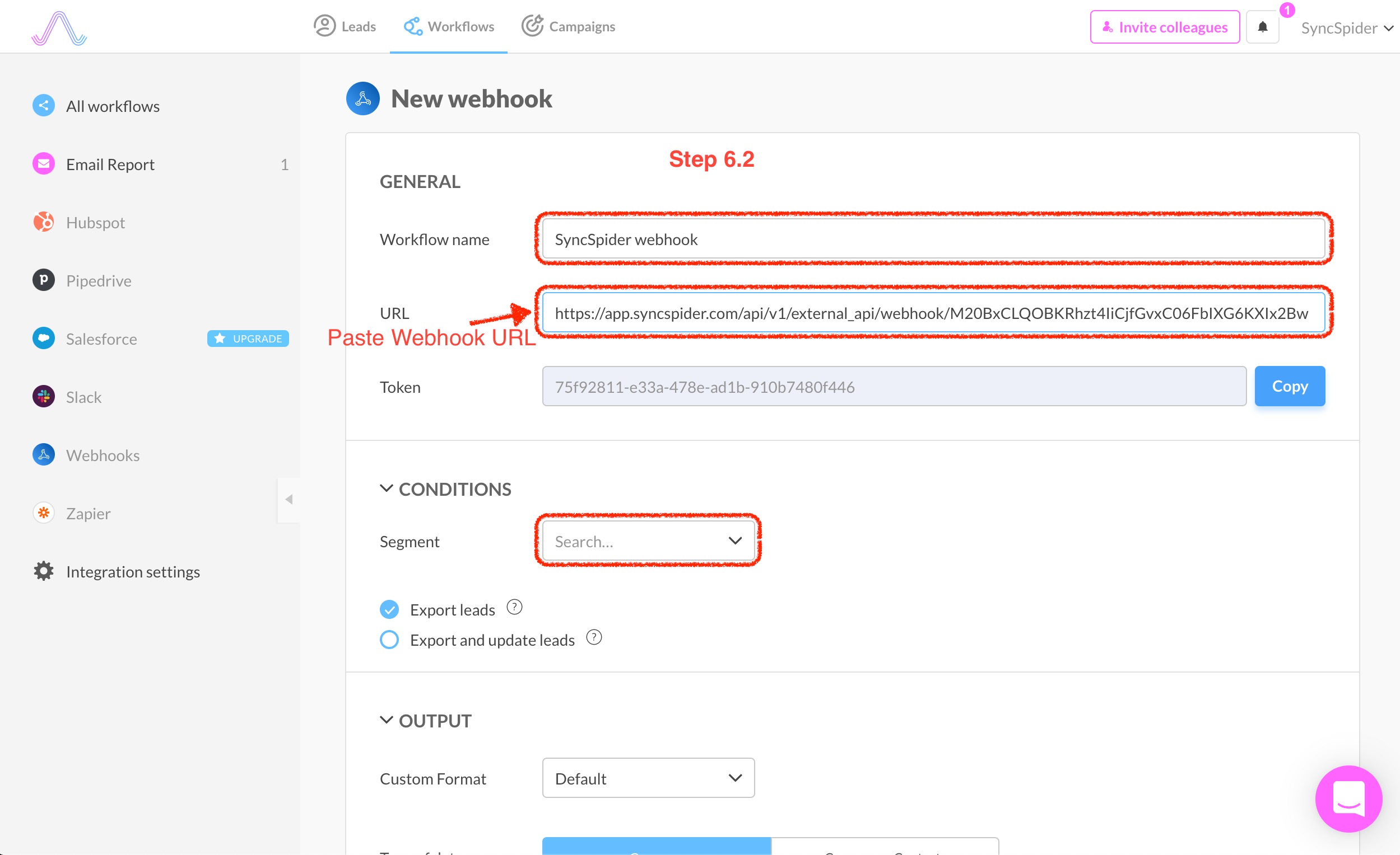 Configuring the Webhook permissions and scopes