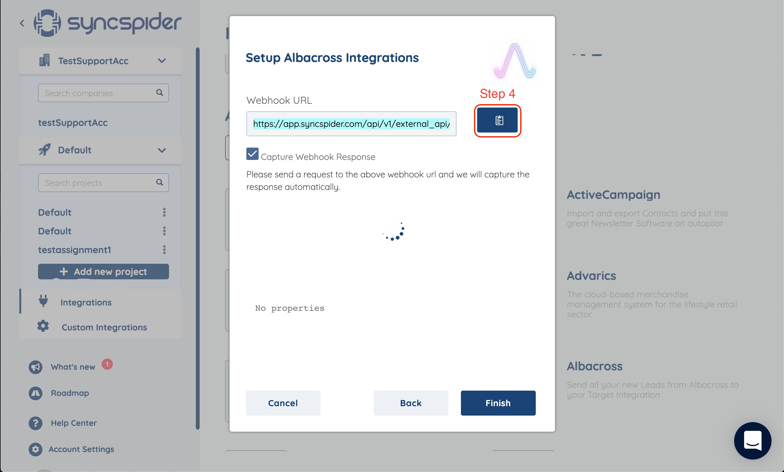 Capturing the Webhook response