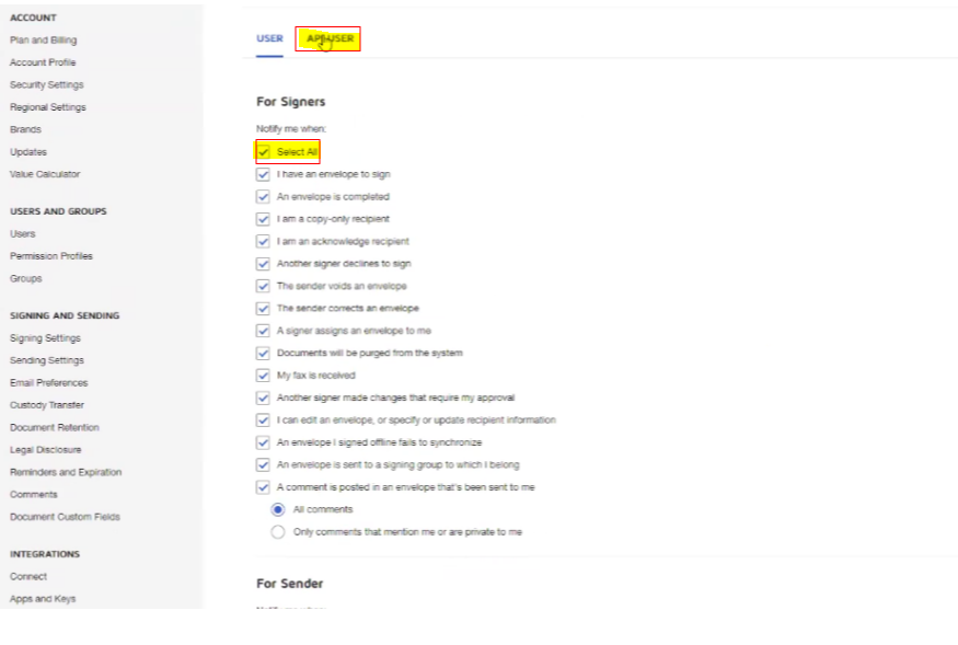How a title company can turn off DocuSign notifications for EasyDocs