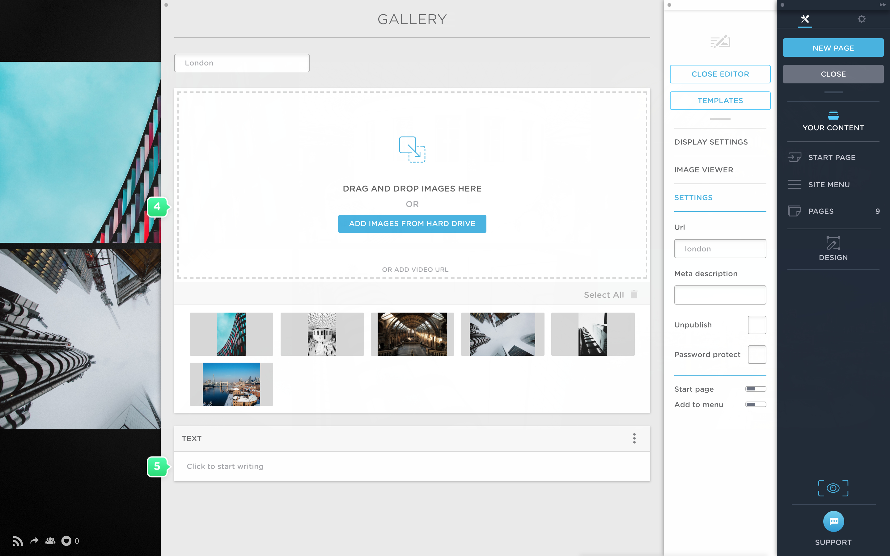 Upload images to a gallery Portfoliobox 3