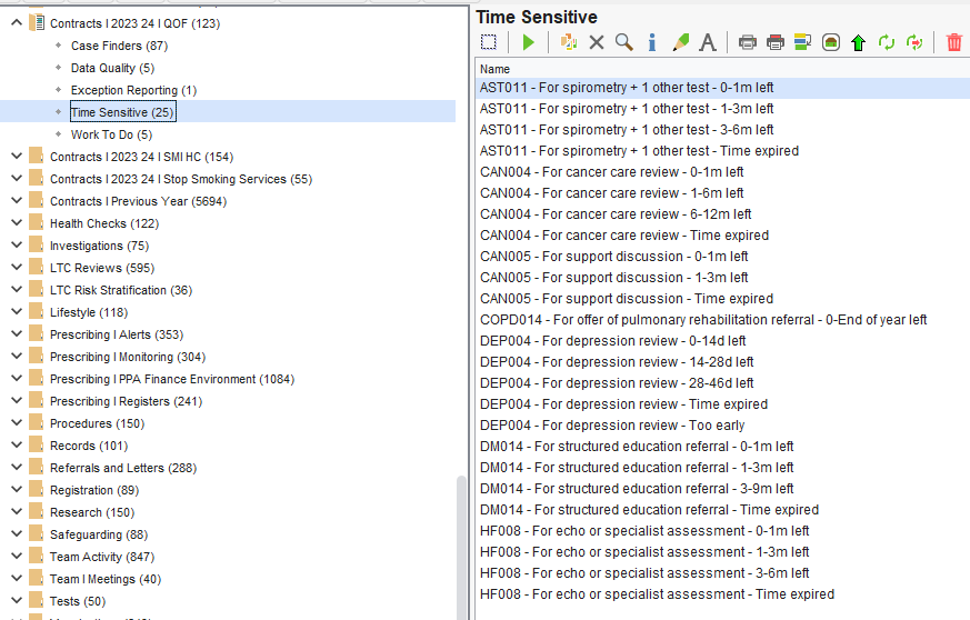 QOF - Time Sensitive Reports : Ardens