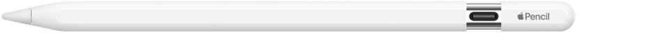 Apple Pencil with the end slid open to reveal the USB-C connector.