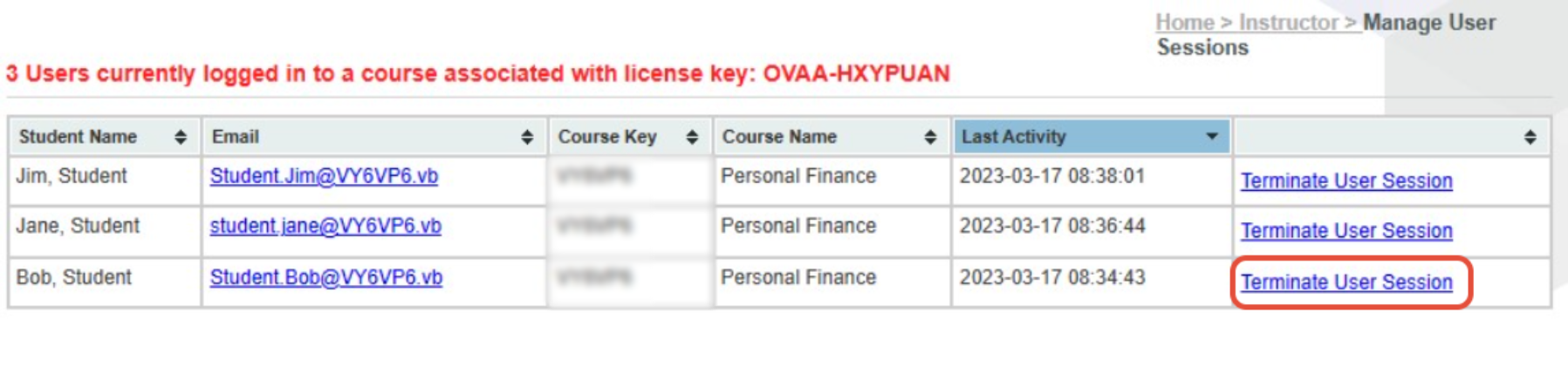 Simulations - Manage Student Logins (Exceeded Number of Licensed Users)