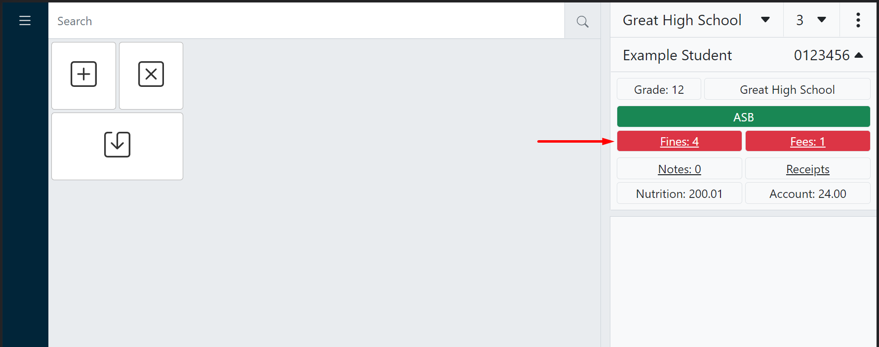 Customer information panel