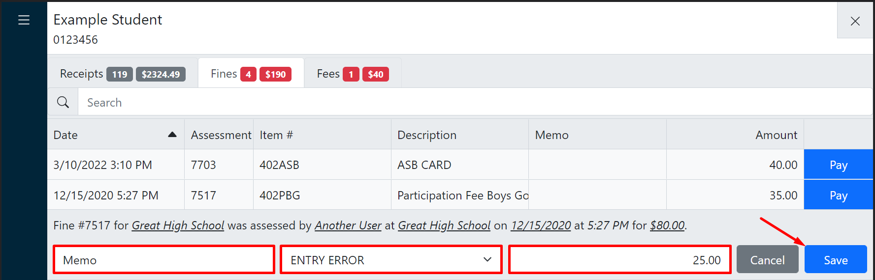 Enter reduction amount