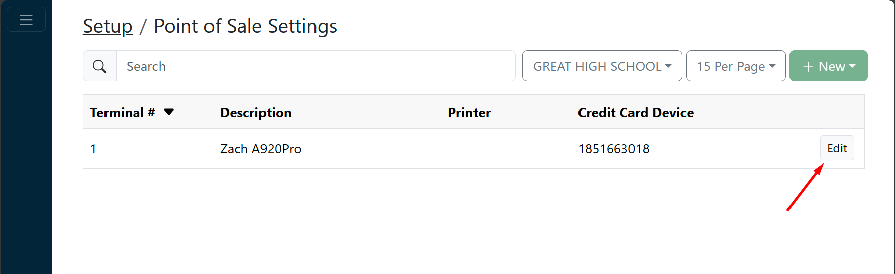 Point of sale settings edit option screenshot