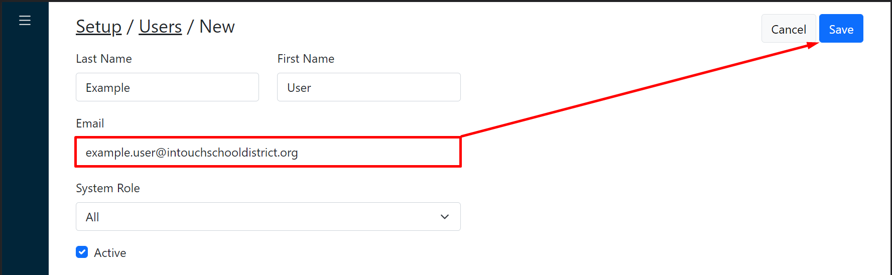 Enter user email screenshot