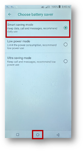 Smart saving mode selected
