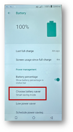 Choose battery saver option on Battery screen
