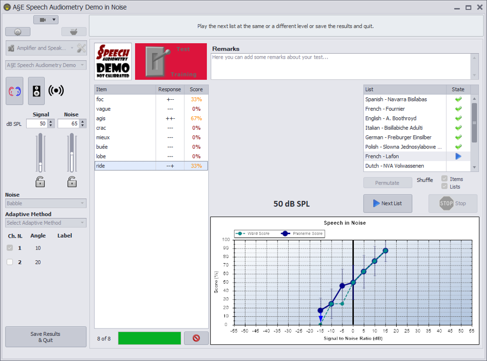 Speech Audiometry Interface.