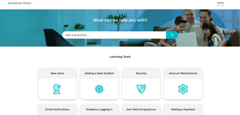 Updated SchoolCash Online Parent Help Portal look and feel