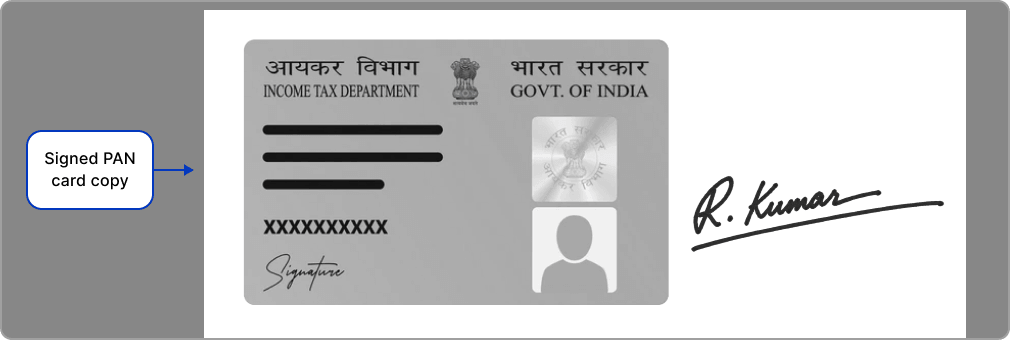 Signed PAN card copy with signature