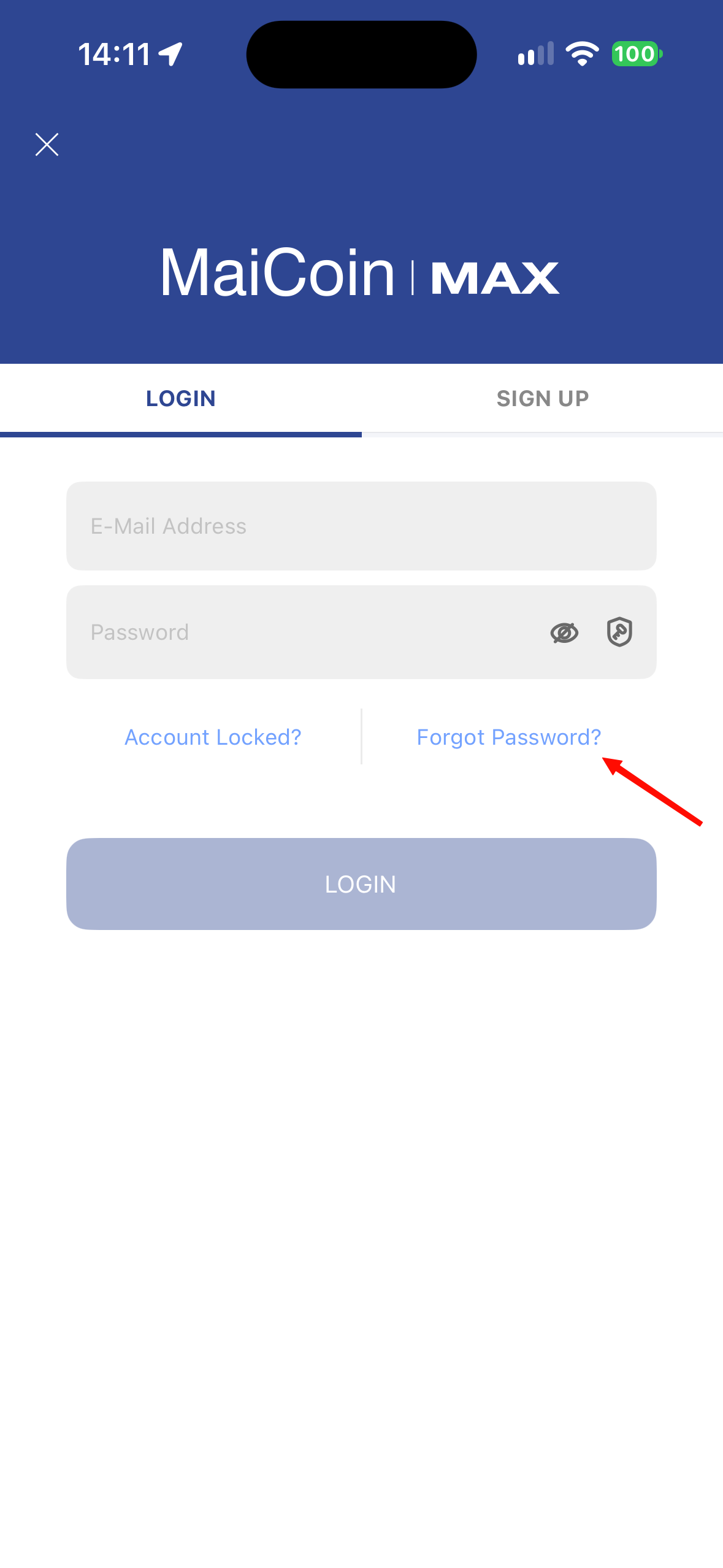 Reset Password App Step 1