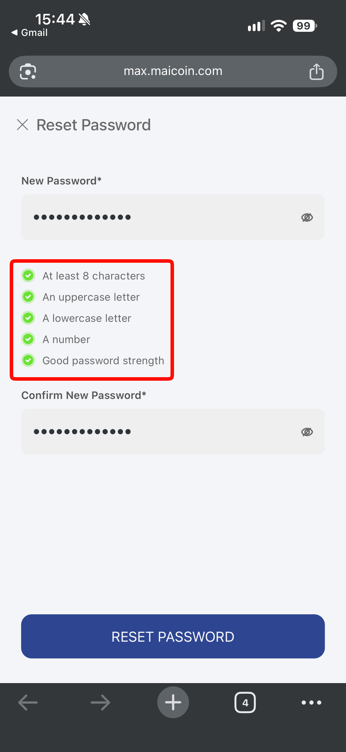 Reset Password App Step 5