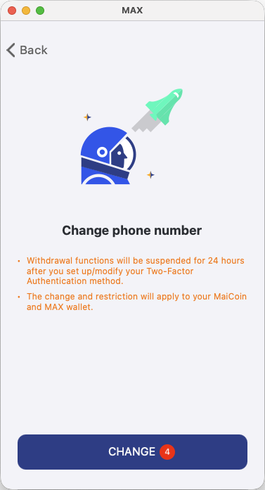 Change phone number App step 3
