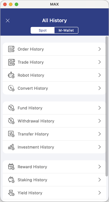 View transaction history App step 3
