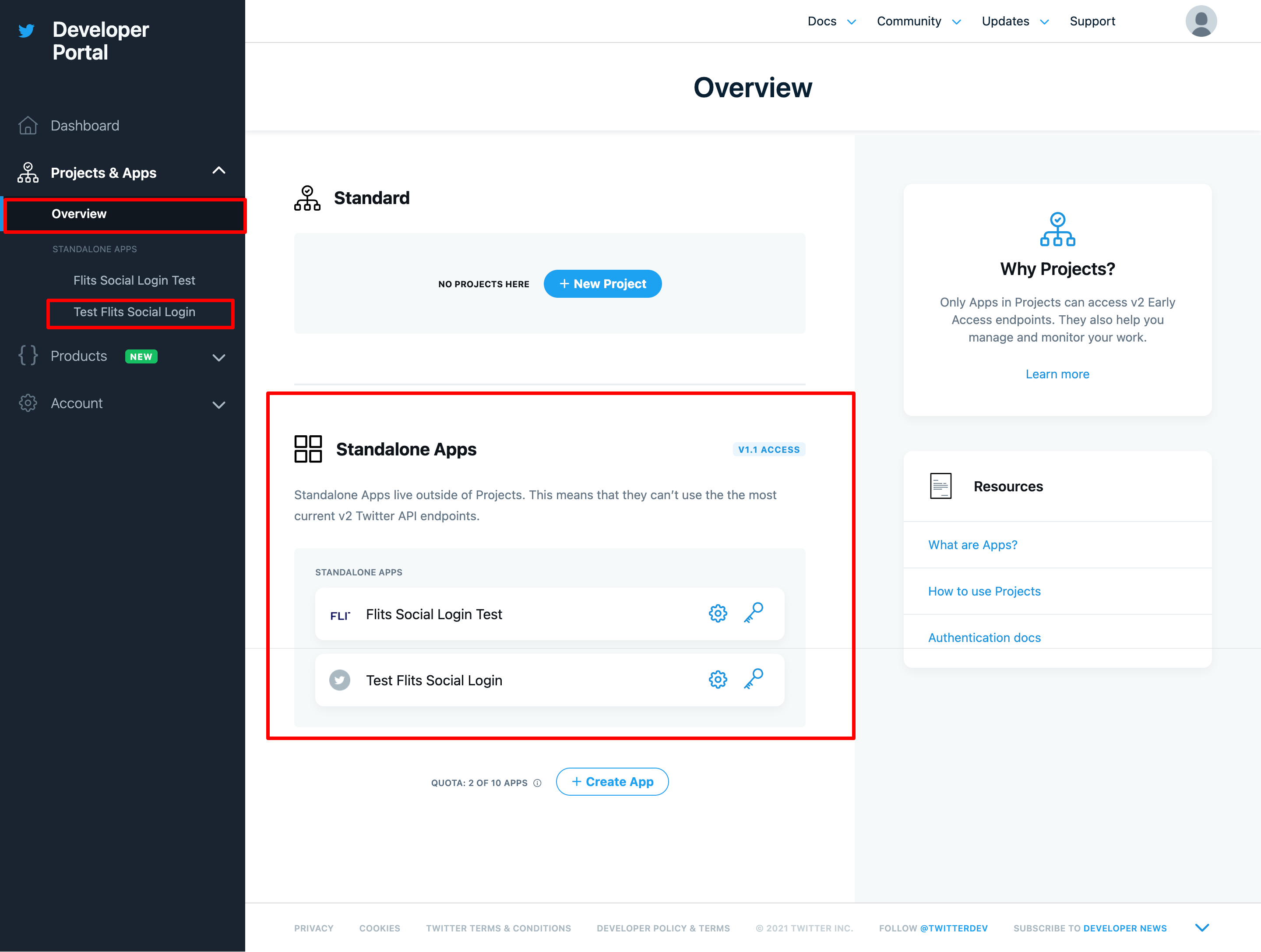 How to create custom application for Twitter Social Login? : Flits