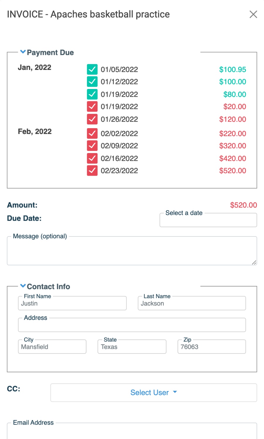 How to Send an Invoice on the Reservation Details Page : Facilitron ...