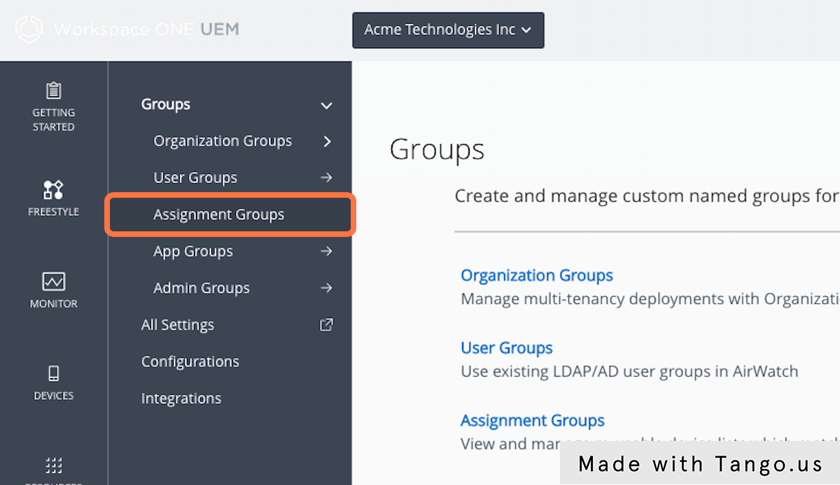 Click on Assignment Groups