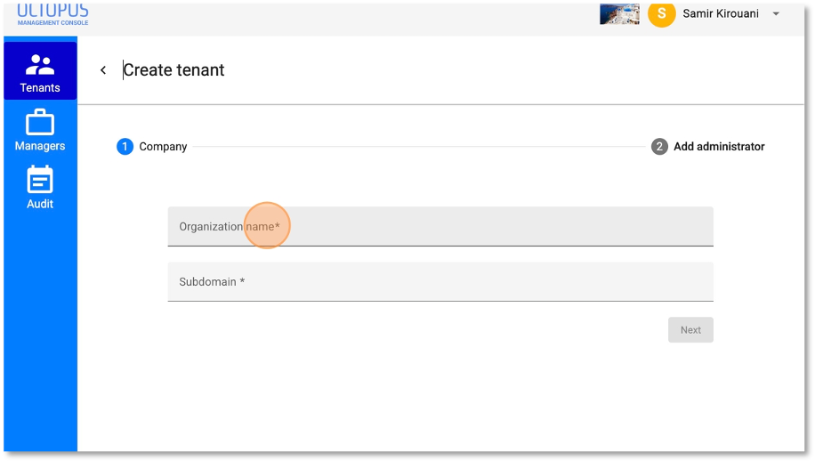 Step 2: Organization Settings Screenshot