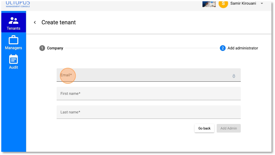 Step 4: Administrator Setup Screenshot