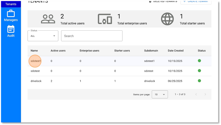 Step 6: Tenant Configuration Page Screenshot