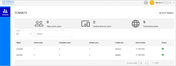 Select tenant from Tenants list
