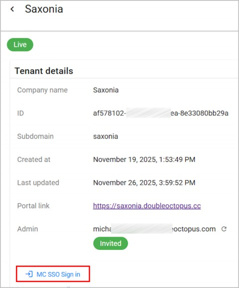 Tenant details page