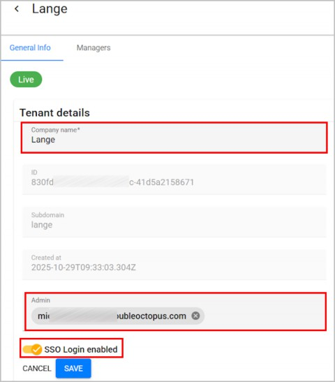 Edit tenant details