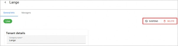 Suspend or delete tenant options